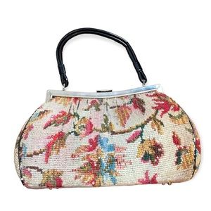 Vintage Floral Carpet Bag Purse Handbag